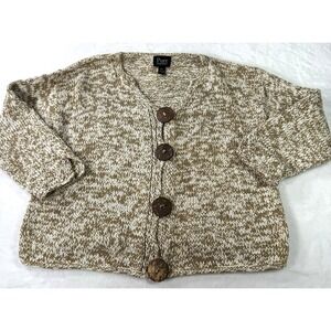 Pure Handknit Sweater Cardigan Womens M L Button Chunky Lagenlook Boho Knit